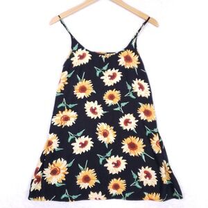 Kimchi Blue Tunic A Line Mini Small Navy Floral Cottagecore Boho Sunflowers